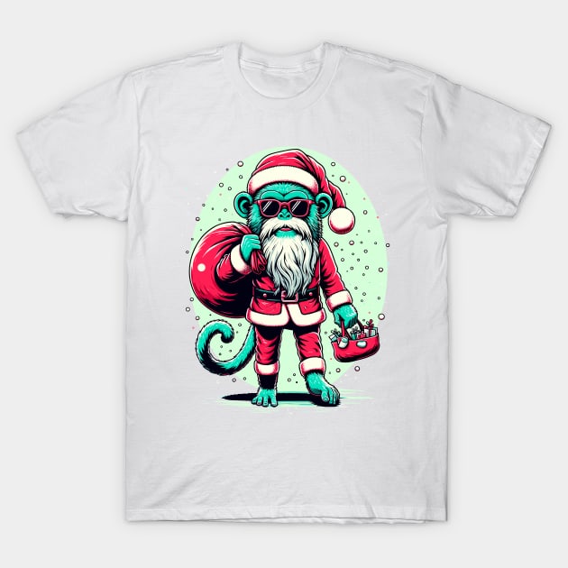 Jolly Japes: Santa Monkey's New Year Fiesta T-Shirt by TimeWarpWildlife